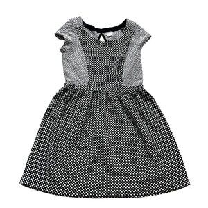 Cooperative Knit Shift Dress Women's Size Large Black White Polka Dot Retro